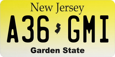 NJ license plate A36GMI