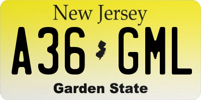NJ license plate A36GML
