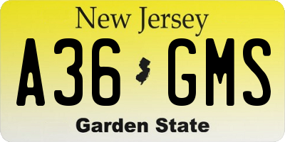 NJ license plate A36GMS