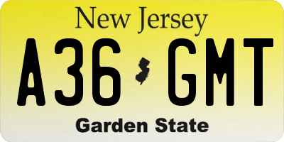 NJ license plate A36GMT
