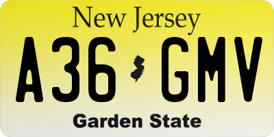 NJ license plate A36GMV