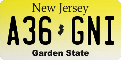 NJ license plate A36GNI