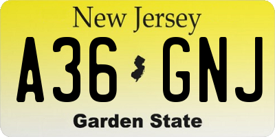 NJ license plate A36GNJ