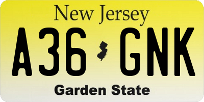 NJ license plate A36GNK