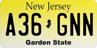 NJ license plate A36GNN