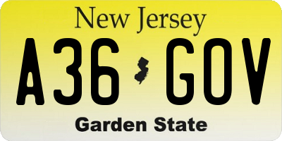 NJ license plate A36GOV