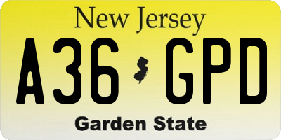 NJ license plate A36GPD