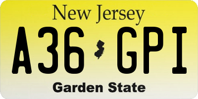 NJ license plate A36GPI