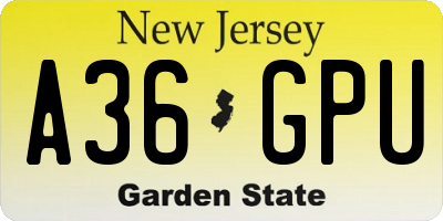 NJ license plate A36GPU