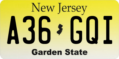 NJ license plate A36GQI