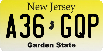 NJ license plate A36GQP
