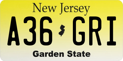 NJ license plate A36GRI