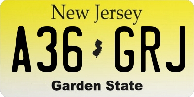 NJ license plate A36GRJ