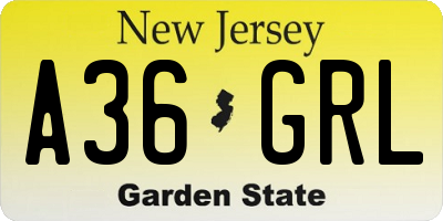NJ license plate A36GRL