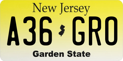 NJ license plate A36GRO