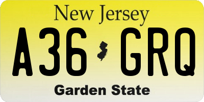 NJ license plate A36GRQ