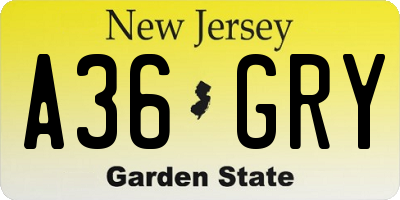 NJ license plate A36GRY