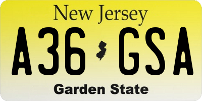 NJ license plate A36GSA