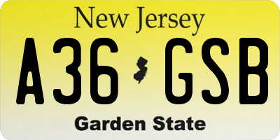 NJ license plate A36GSB