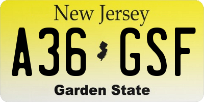 NJ license plate A36GSF