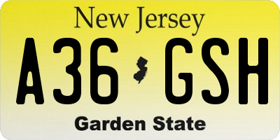 NJ license plate A36GSH