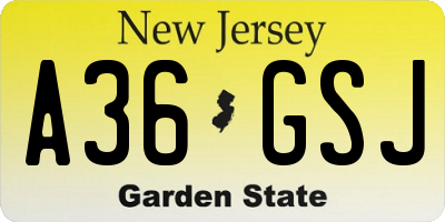 NJ license plate A36GSJ
