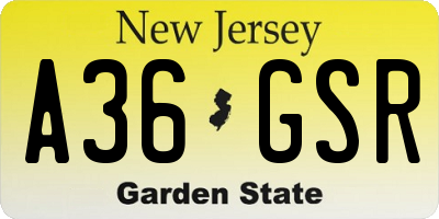 NJ license plate A36GSR
