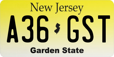 NJ license plate A36GST