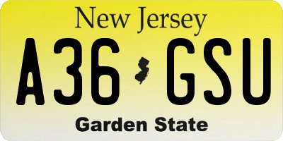 NJ license plate A36GSU
