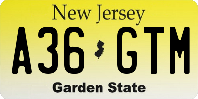 NJ license plate A36GTM