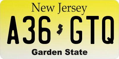 NJ license plate A36GTQ