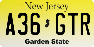NJ license plate A36GTR