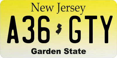 NJ license plate A36GTY