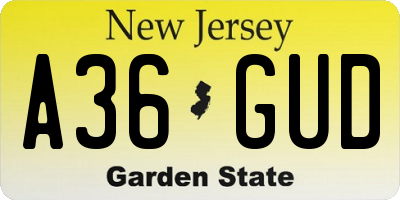 NJ license plate A36GUD