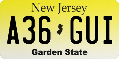 NJ license plate A36GUI