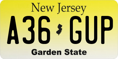NJ license plate A36GUP