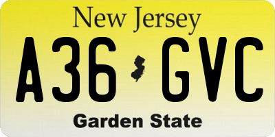 NJ license plate A36GVC