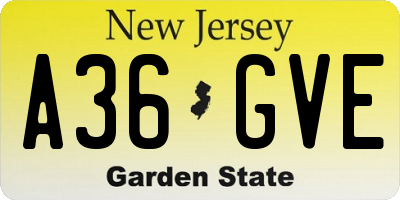 NJ license plate A36GVE