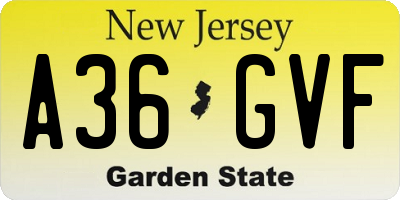 NJ license plate A36GVF
