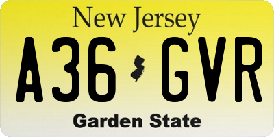 NJ license plate A36GVR
