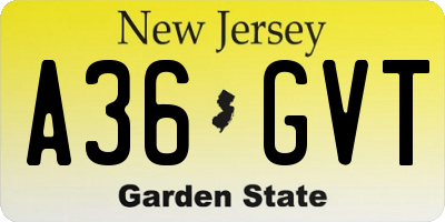 NJ license plate A36GVT