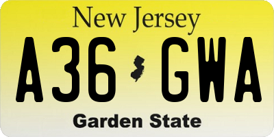 NJ license plate A36GWA