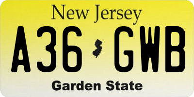 NJ license plate A36GWB
