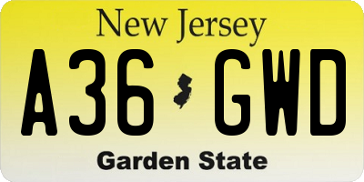 NJ license plate A36GWD