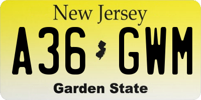 NJ license plate A36GWM