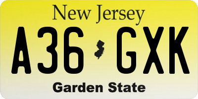 NJ license plate A36GXK