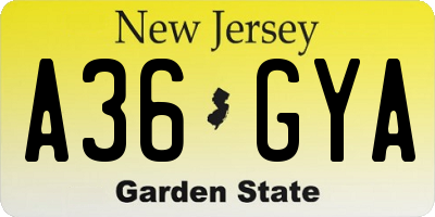 NJ license plate A36GYA