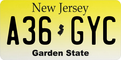 NJ license plate A36GYC