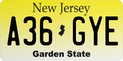 NJ license plate A36GYE