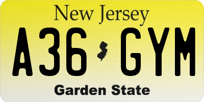 NJ license plate A36GYM